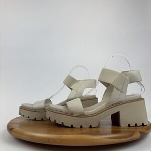 New Womens Mia Sand Nude Faux Leather Chunky Platform Lug Sandals Size 8.5‎ M